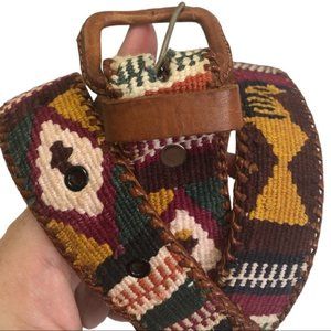 Multi colour Woven Leather Belt - Artisan Made